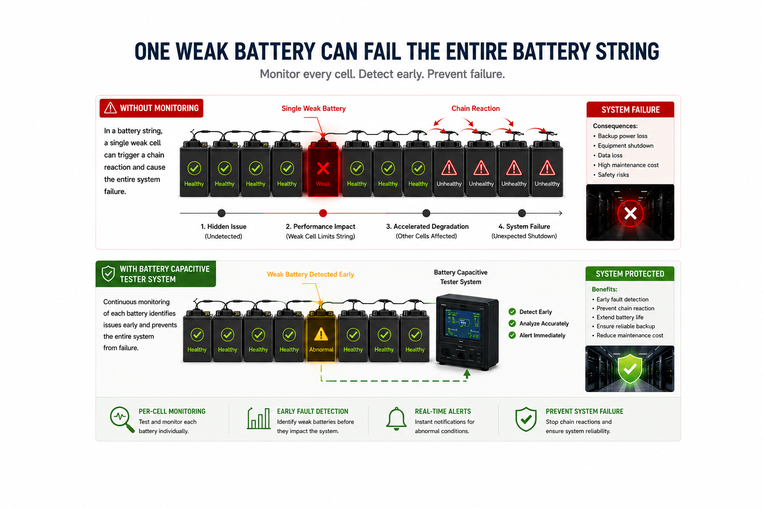 surveillance de la batterie à effet de maillon le plus faible 